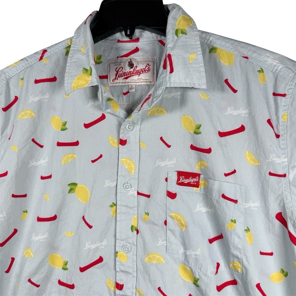 Leinenkugel's Short Sleeve Button Shirt Men Large Shirt Summer Shandy Beer Promo